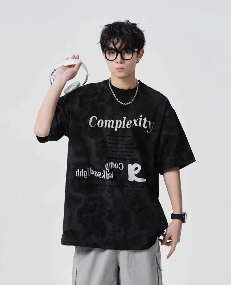 Typography Printed Drop-Shoulder Sleeves Oversized T-shirt