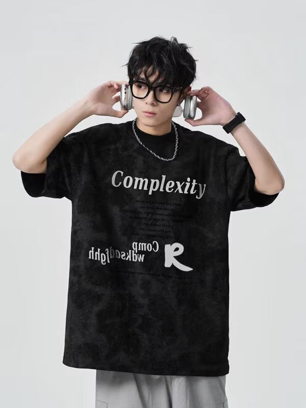 Typography Printed Drop-Shoulder Sleeves Oversized T-shirt