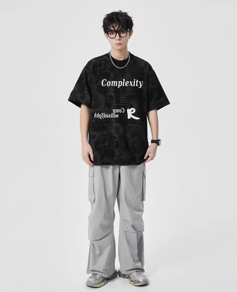 Typography Printed Drop-Shoulder Sleeves Oversized T-shirt