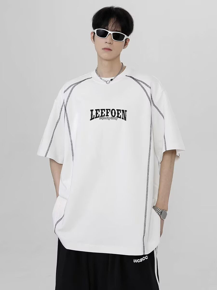 Typography Printed Drop-Shoulder Sleeves Oversized T-shirt