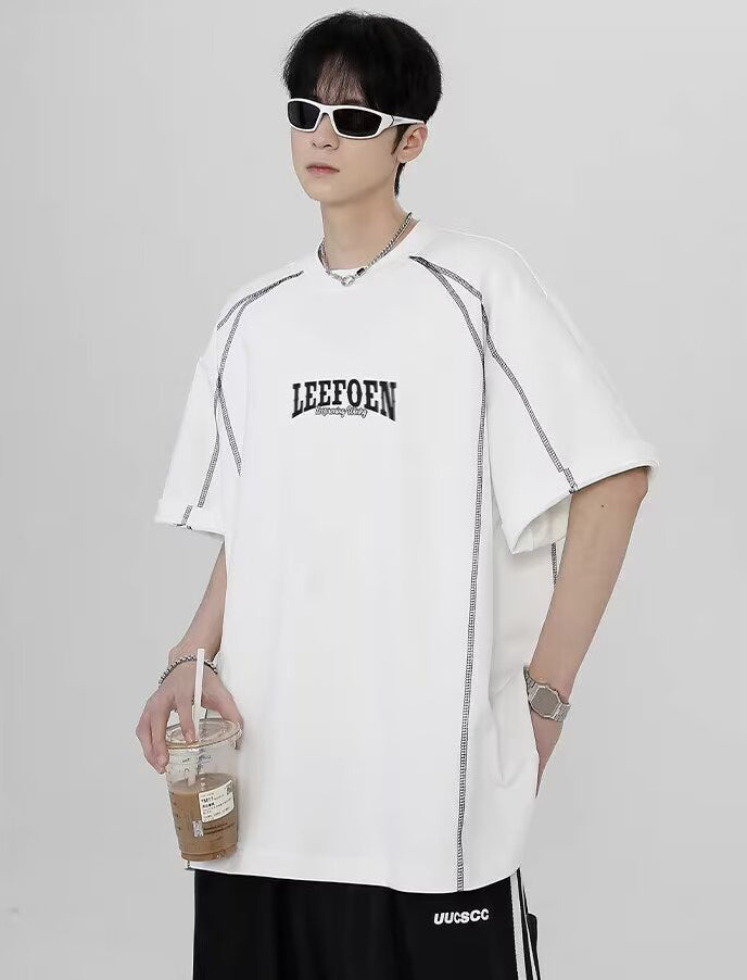 Typography Printed Drop-Shoulder Sleeves Oversized T-shirt
