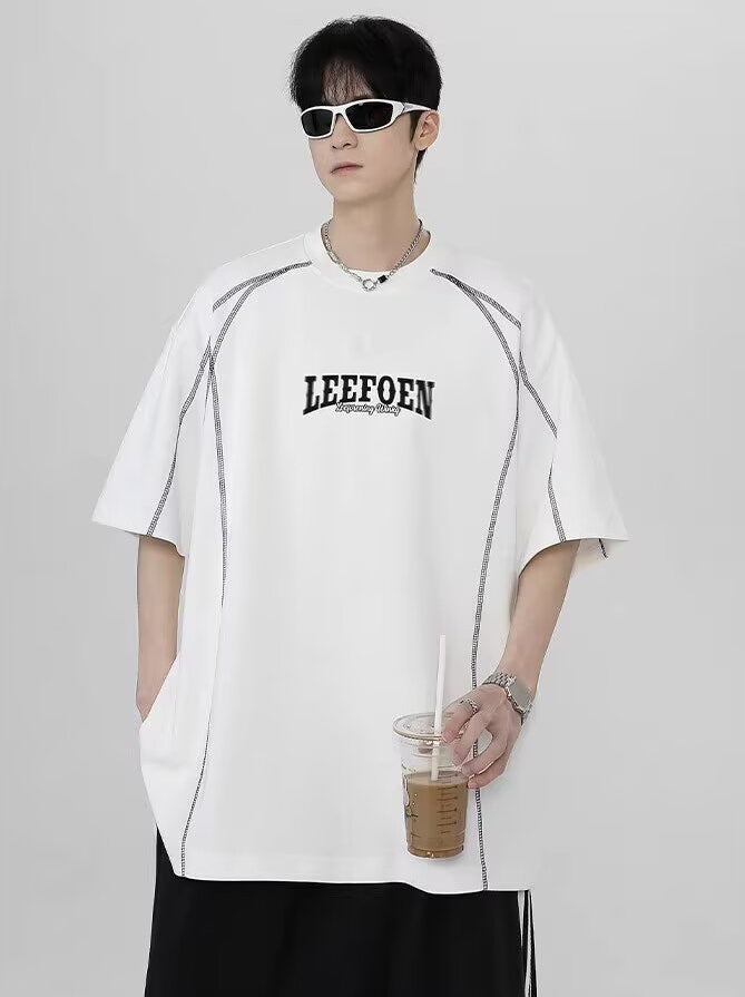 Typography Printed Drop-Shoulder Sleeves Oversized T-shirt