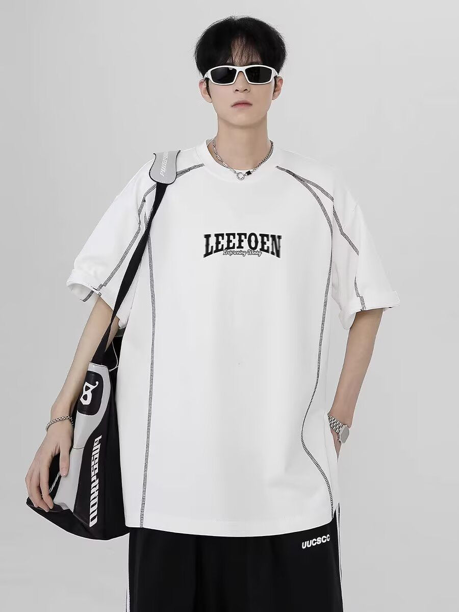 Typography Printed Drop-Shoulder Sleeves Oversized T-shirt