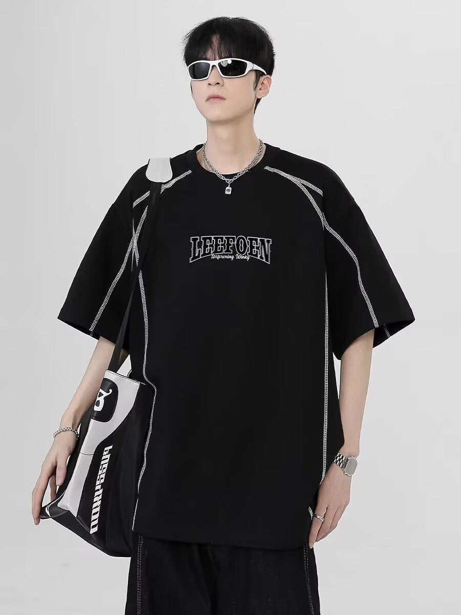 Men Typography Printed Round Neck Oversized T-shirt