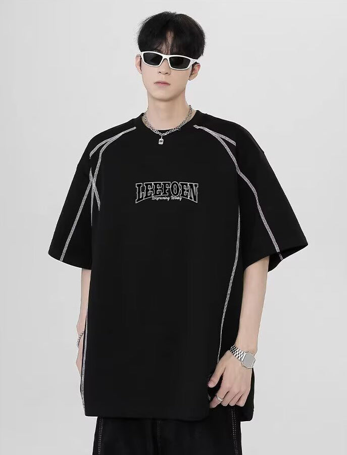 Men Typography Printed Round Neck Oversized T-shirt