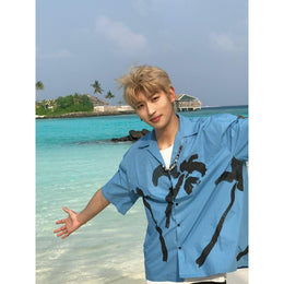 Men Abstract Printed Cuban Collar Casual Shirt