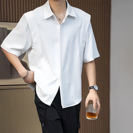Men Solid Spread Collar Casual Shirt