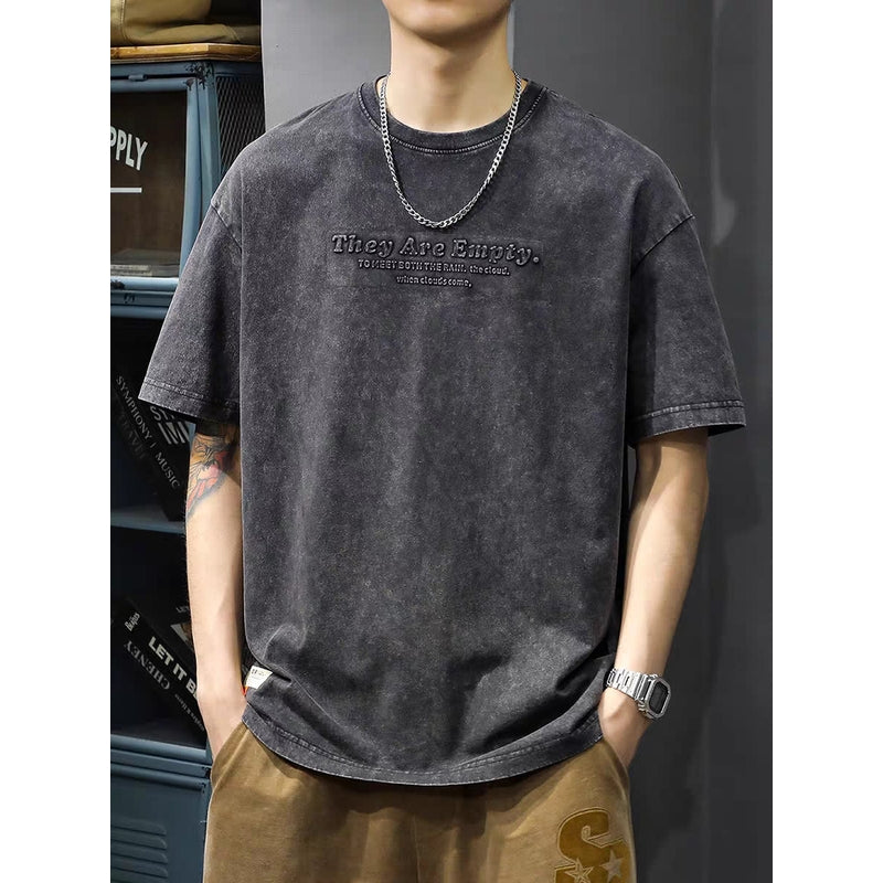 Men Typography Printed Round Neck Oversized T-shirt