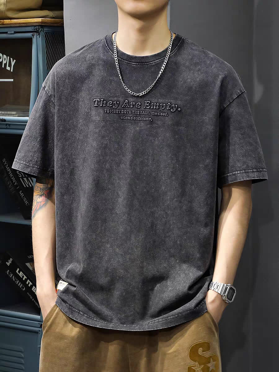 Men Typography Printed Round Neck Oversized T-shirt