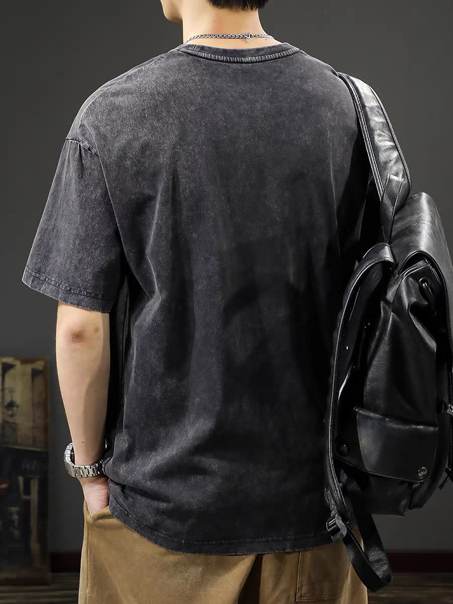 Men Typography Printed Round Neck Oversized T-shirt