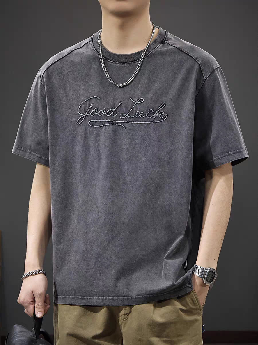 Men Solid Round Neck Oversized T-shirt