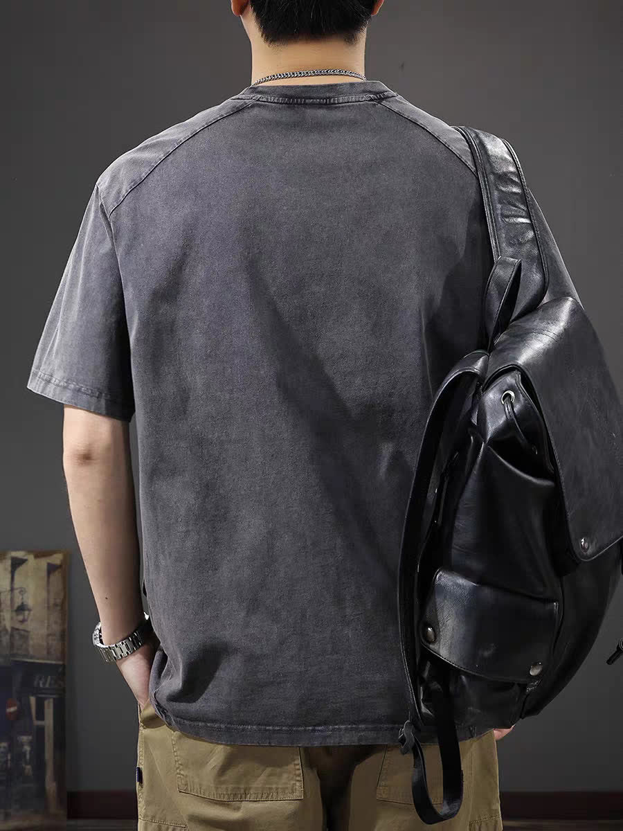 Men Solid Round Neck Oversized T-shirt