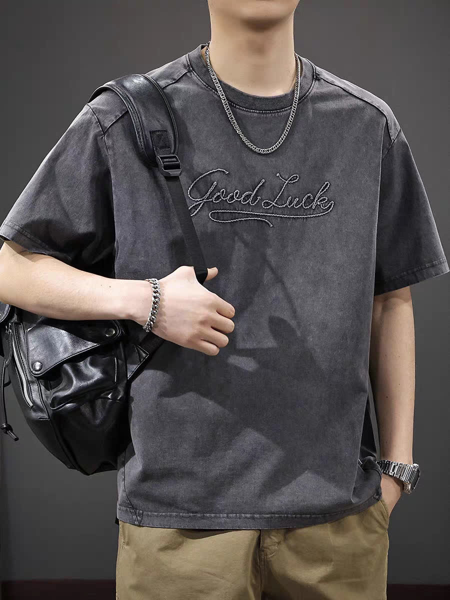 Men Solid Round Neck Oversized T-shirt