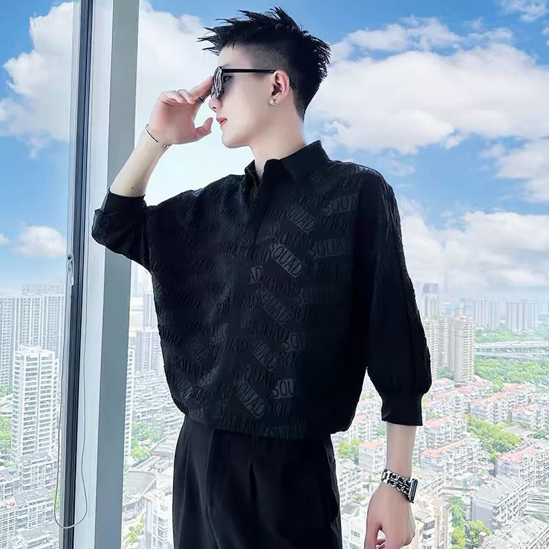 Typography Printed Cutaway Collar Shirt
