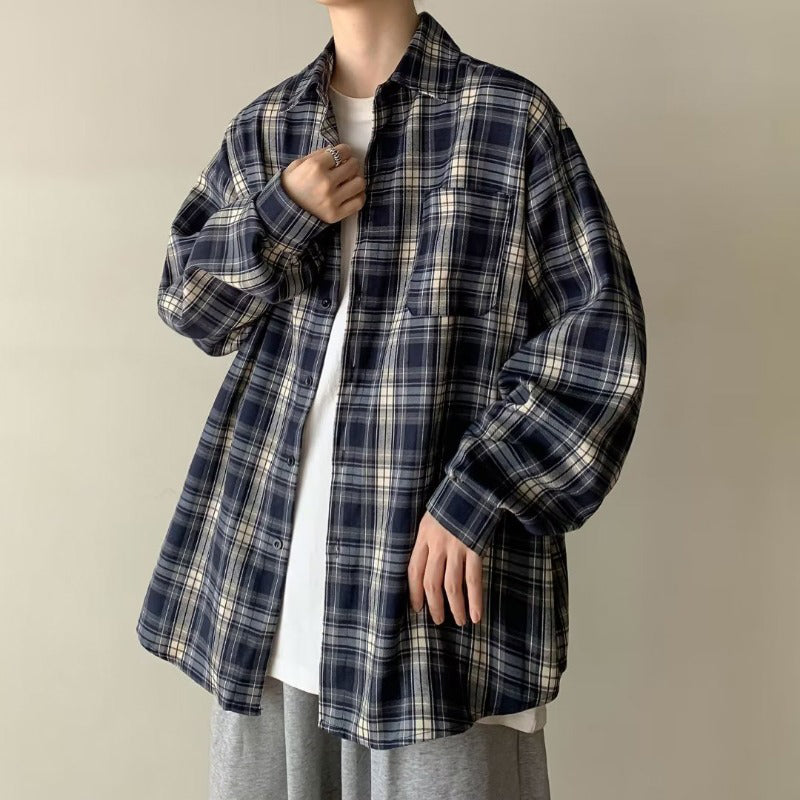 Men Boxy Fit Buffalo Checked Spread Collar Casual Shirt