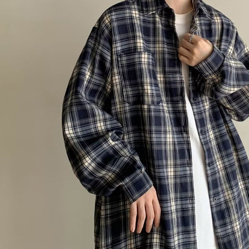 Men Boxy Fit Buffalo Checked Spread Collar Casual Shirt
