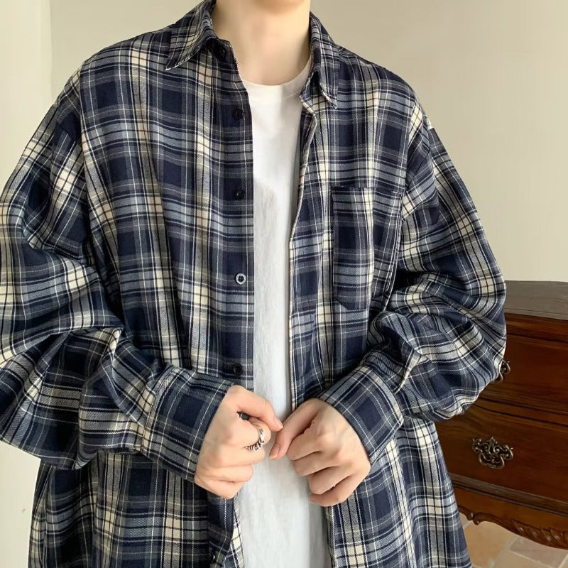 Men Boxy Fit Buffalo Checked Spread Collar Casual Shirt