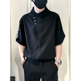 Men Solid Collarless Casual Shirt