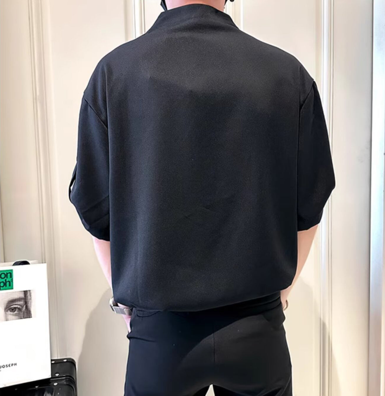 Men Solid Collarless Casual Shirt