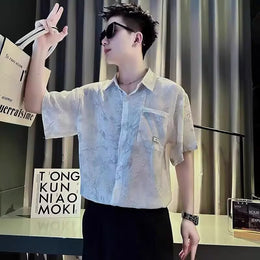 Abstract Printed Spread Collar Regular Fit Shirt