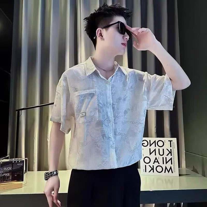 Abstract Printed Spread Collar Regular Fit Shirt