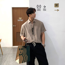 Slim Collar Short Sleeves Shirt