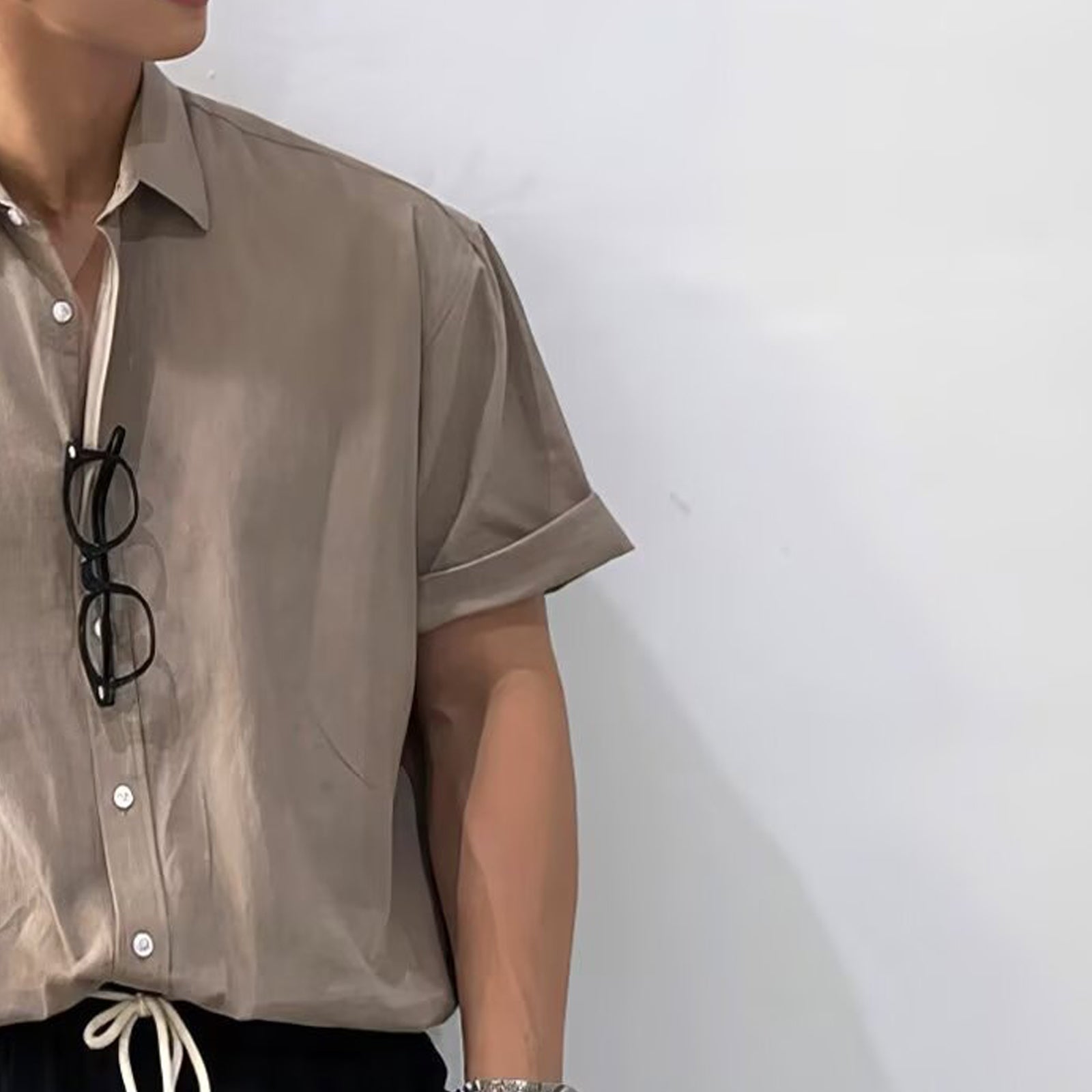 Slim Collar Short Sleeves Shirt