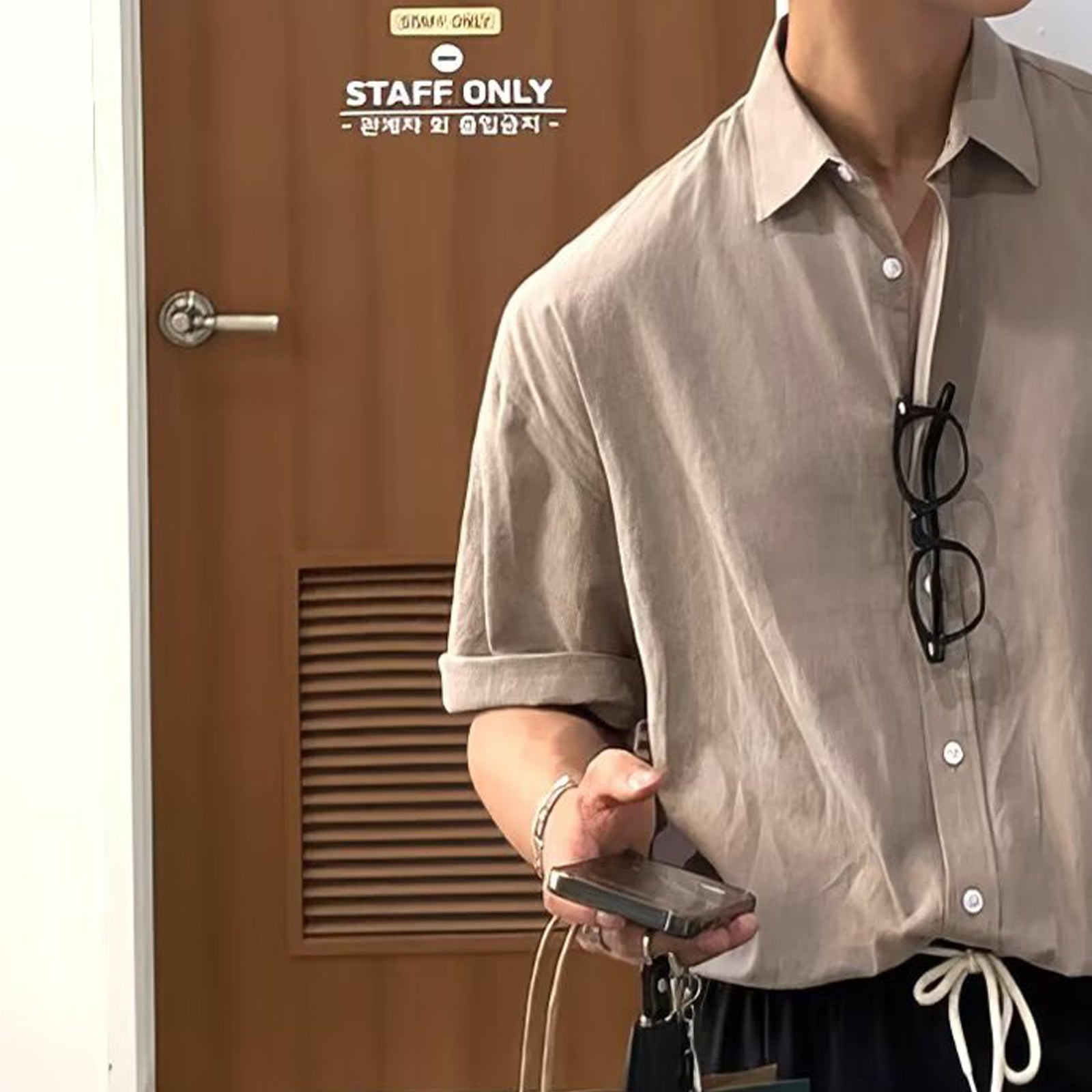 Slim Collar Short Sleeves Shirt
