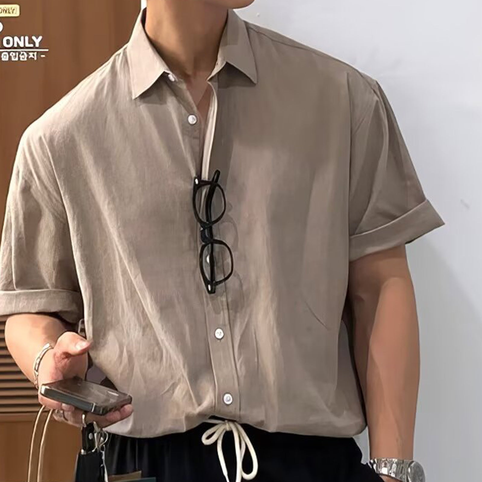 Slim Collar Short Sleeves Shirt
