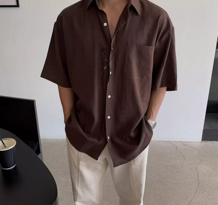 Slim Collar Short Sleeves Shirt