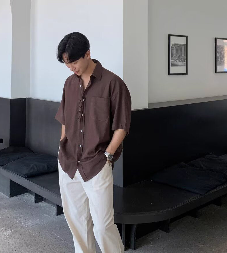 Slim Collar Short Sleeves Shirt