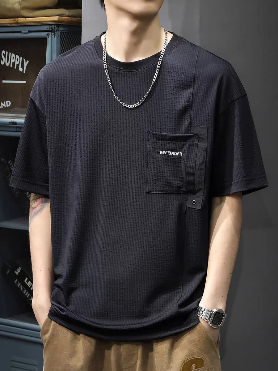 Men Solid Round Neck Cotton Oversized T-shirt