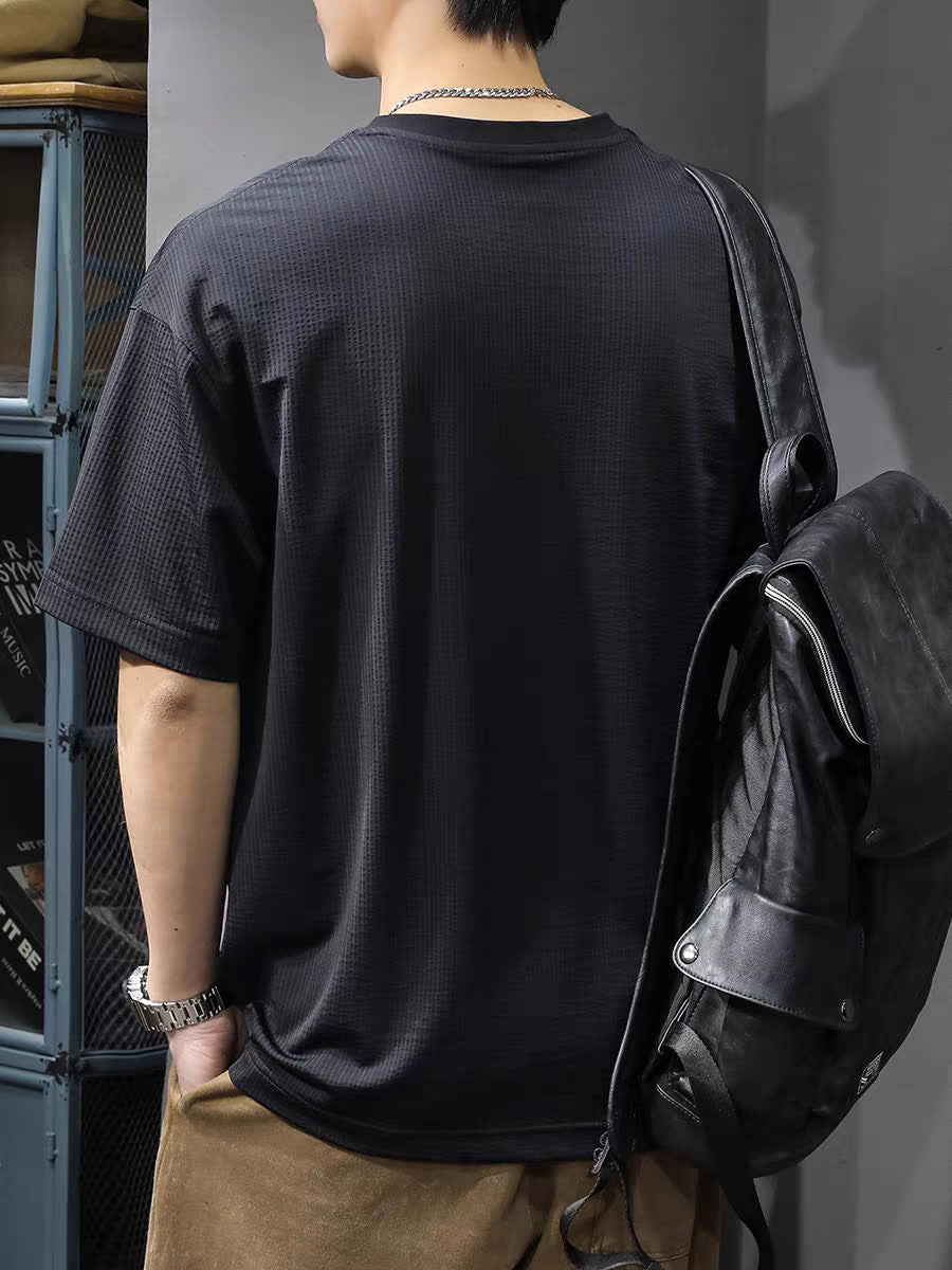 Men Solid Round Neck Cotton Oversized T-shirt