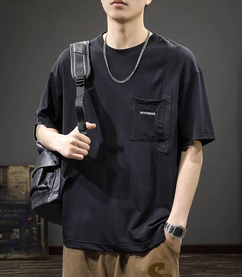 Men Solid Round Neck Cotton Oversized T-shirt