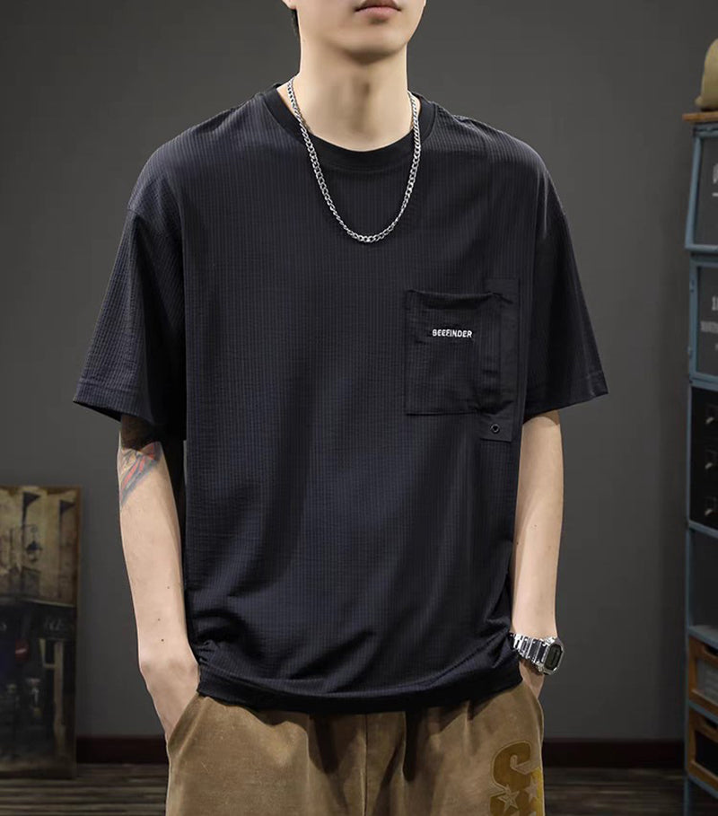 Men Solid Round Neck Cotton Oversized T-shirt