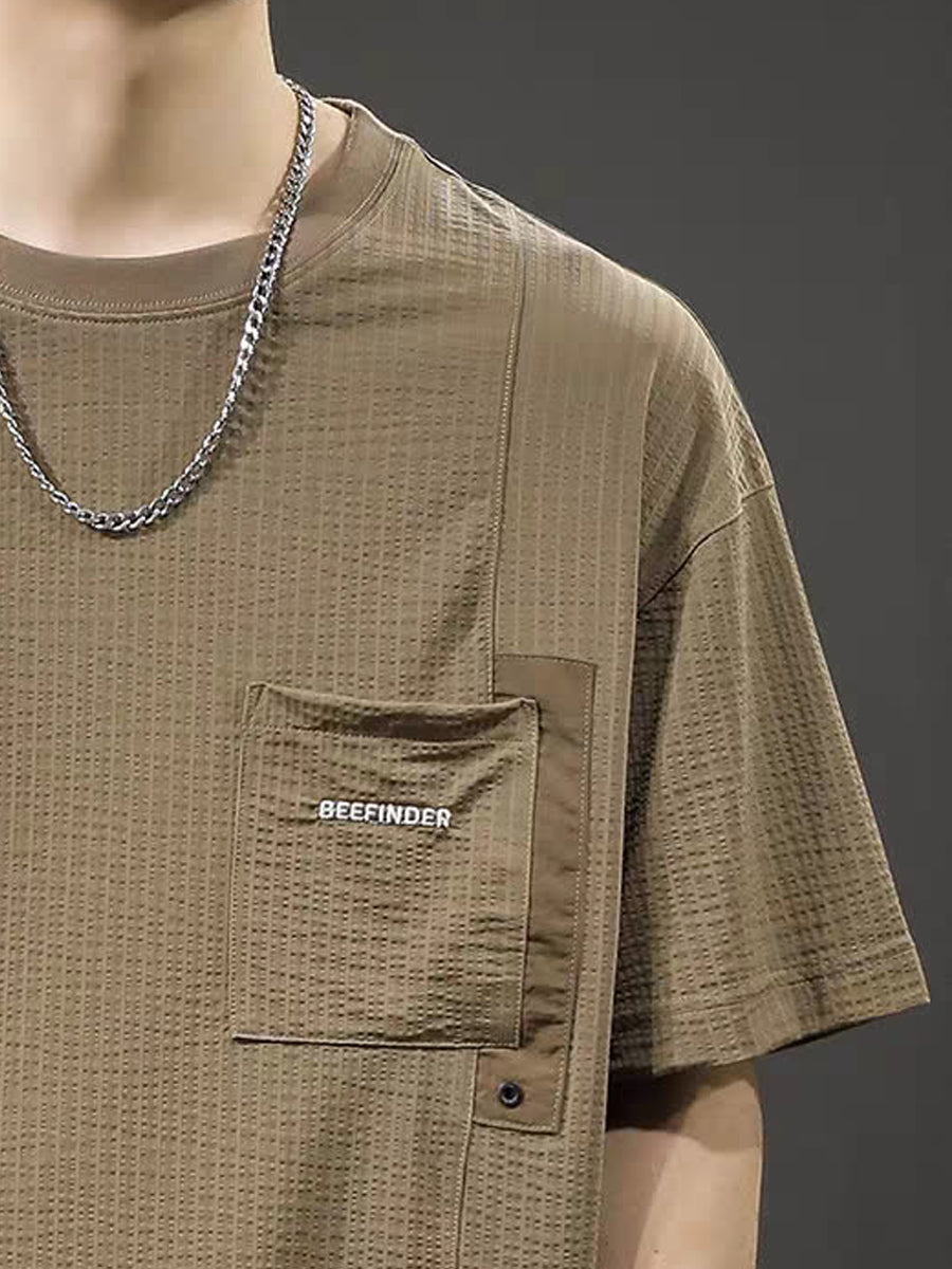 Men Striped Round Neck Cotton Oversized T-shirt