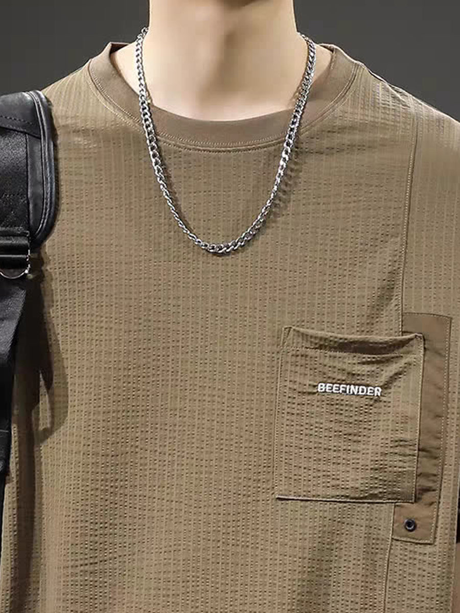 Men Striped Round Neck Cotton Oversized T-shirt