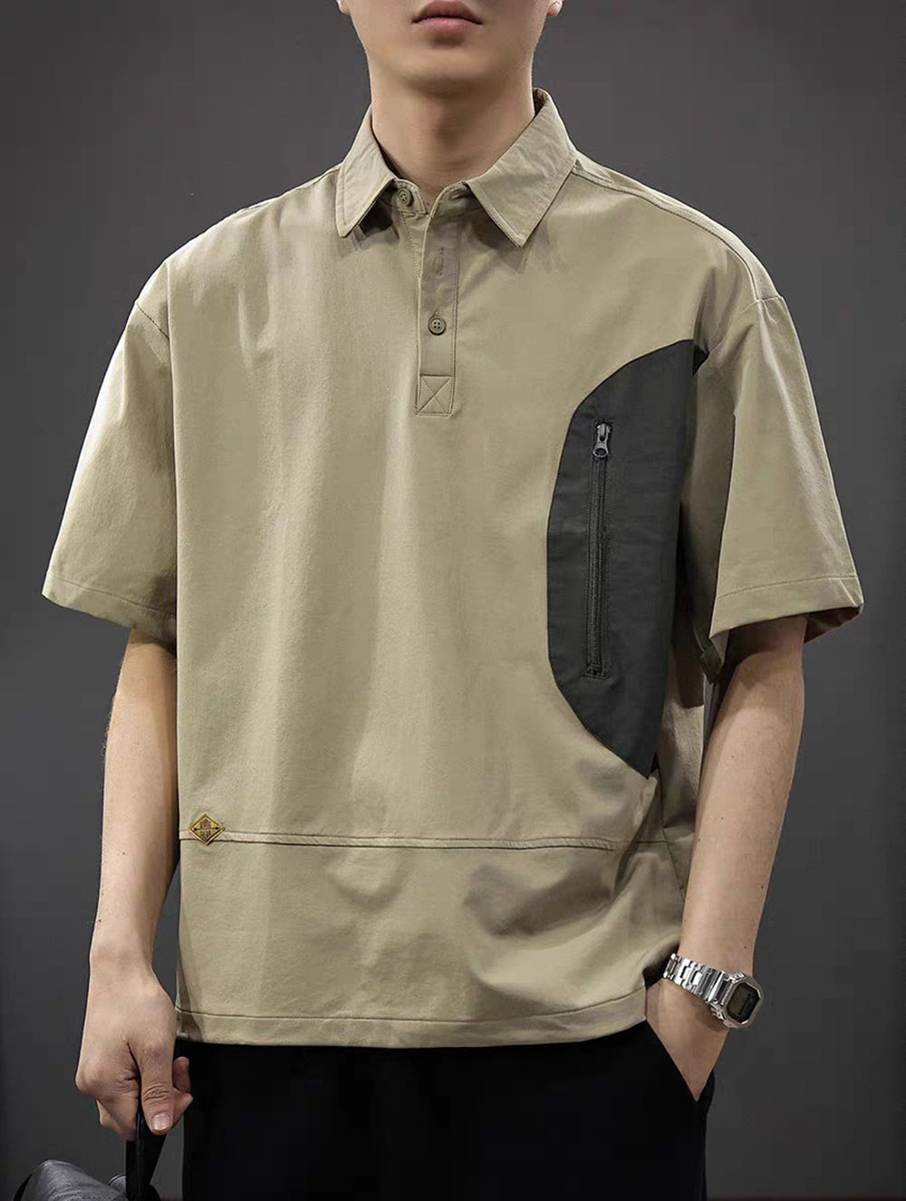 Men Solid Polo Collar Relaxed Fit T-shirt