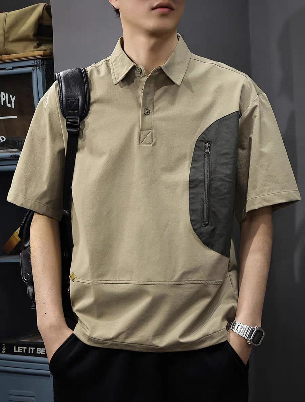 Men Solid Polo Collar Relaxed Fit T-shirt