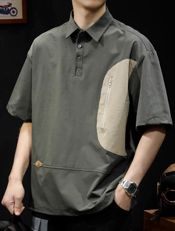 Men Solid Polo Collar Relaxed Fit T-shirt