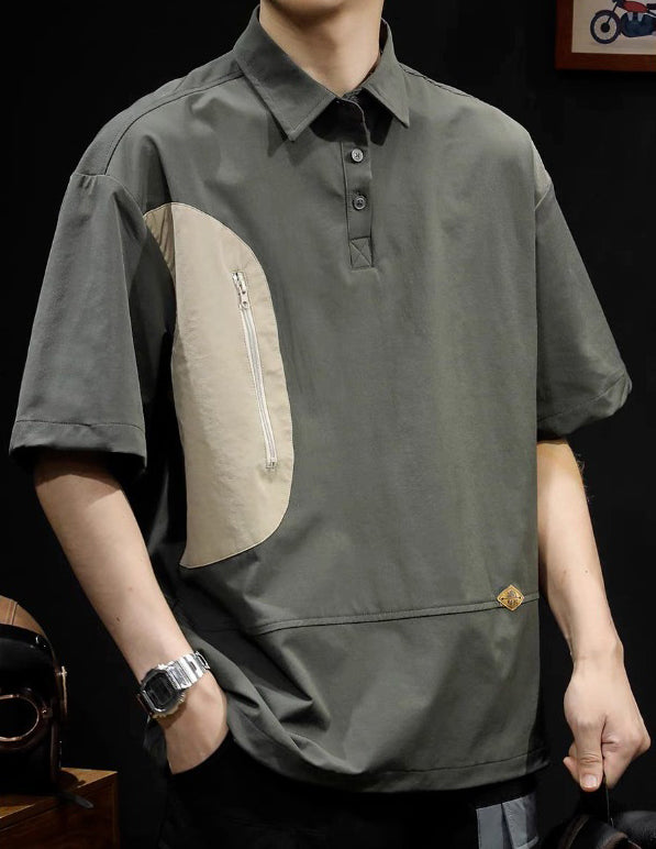 Men Solid Polo Collar Relaxed Fit T-shirt