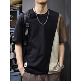Men Colourblocked Round Neck Cotton Oversized T-shirt