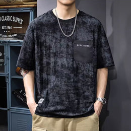 Men Abstract Printed Round Neck Oversized T-shirt