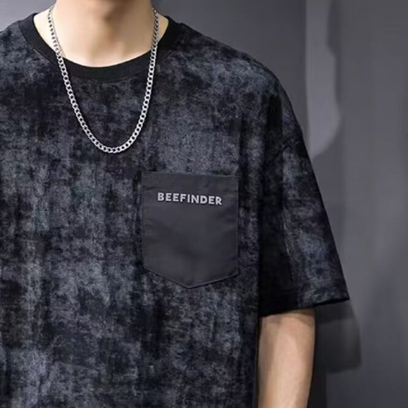 Men Abstract Printed Round Neck Oversized T-shirt