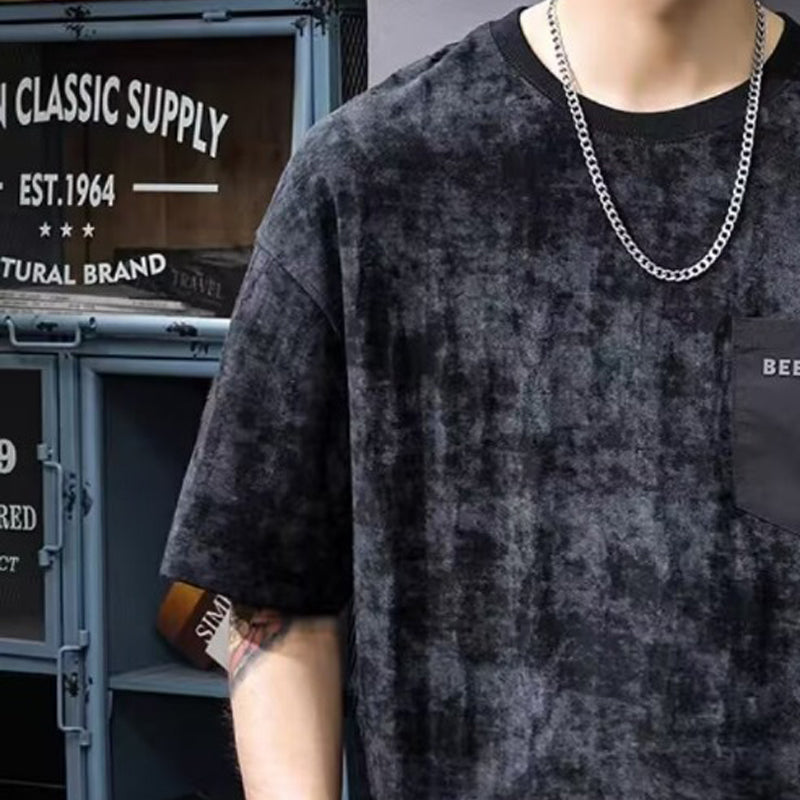 Men Abstract Printed Round Neck Oversized T-shirt