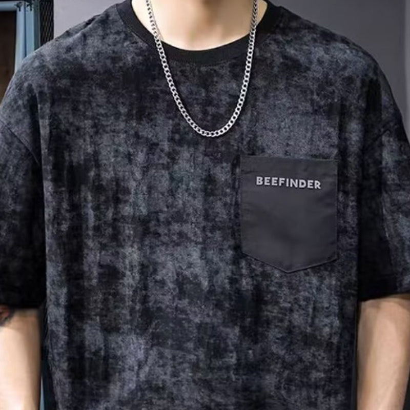 Men Abstract Printed Round Neck Oversized T-shirt