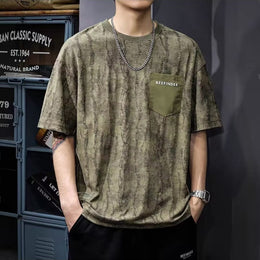 Men Abstract Printed Round Neck Oversized T-shirt