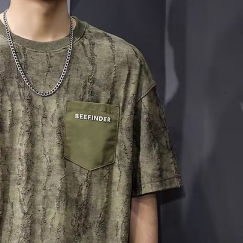Men Abstract Printed Round Neck Oversized T-shirt