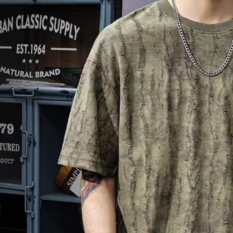 Men Abstract Printed Round Neck Oversized T-shirt