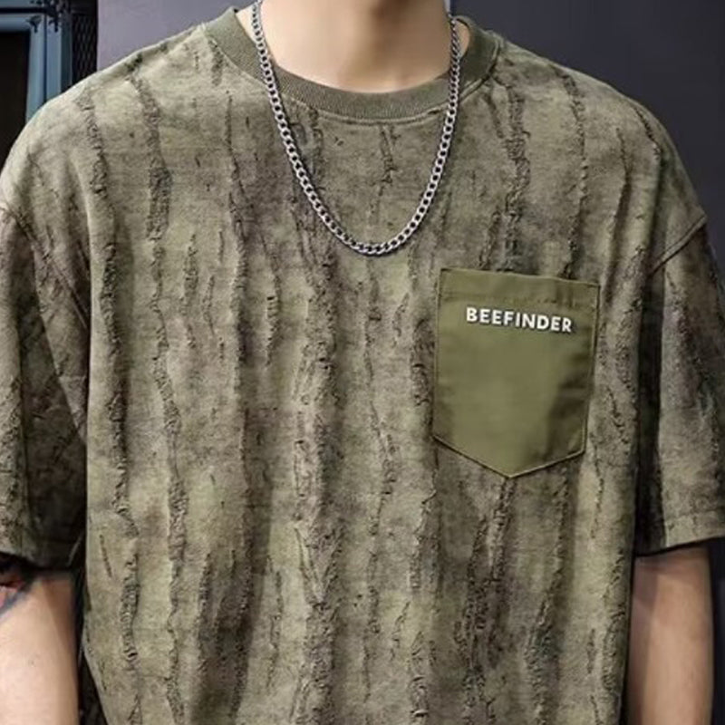 Men Abstract Printed Round Neck Oversized T-shirt